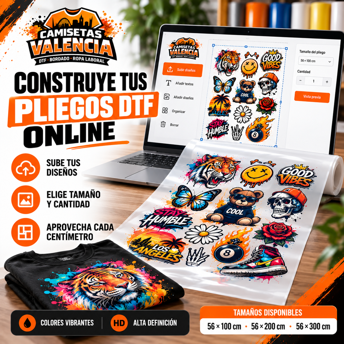 Construye tus pliegos DTF online