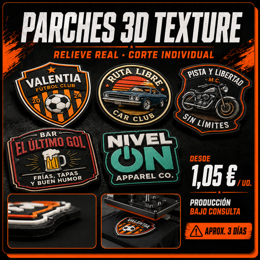 Parches 3D Texture personalizados con relieve real y corte individual