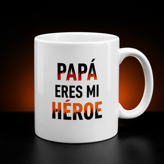 Taza personalizada con diseño Papá eres mi héroe
