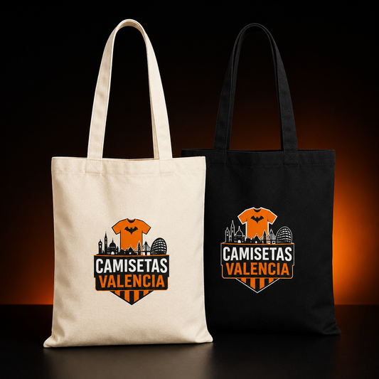 Tote bags crema y negro personalizados con Camisetas Valencia
