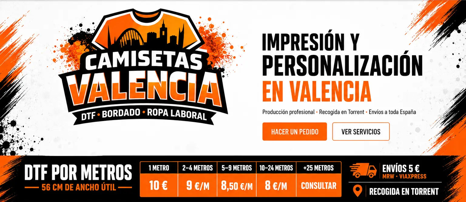Impresión y personalización en Valencia. Tarifas DTF por metros.